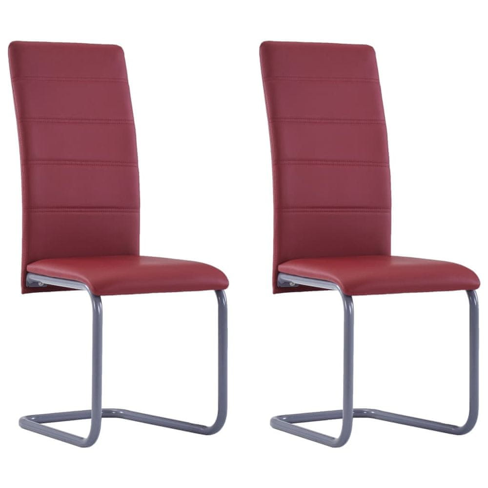 Petromila vidaXL Jedálenské stoličky, perová kostra 2 ks, červené, umelá koža